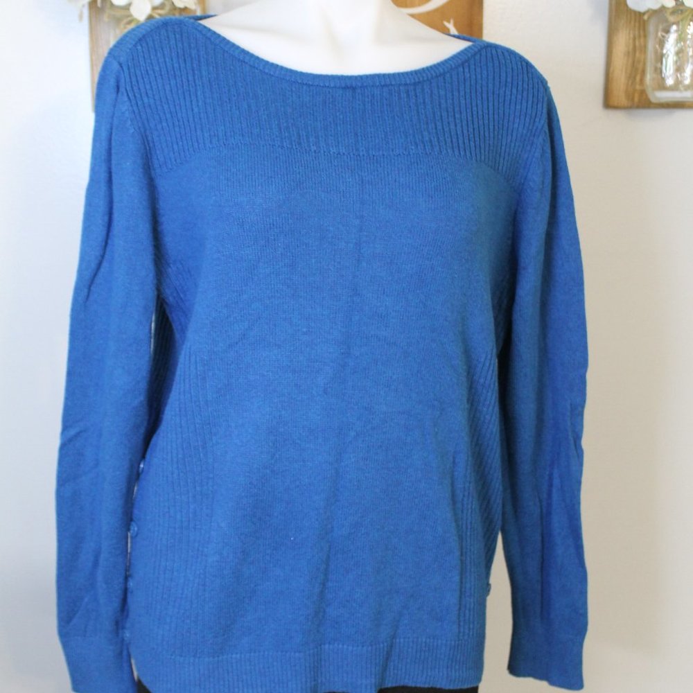 Ann Taylor Factory Ribbed Button-Sides Sweater